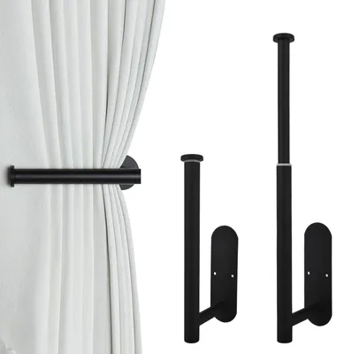 Imagen del producto de Soporte ajustable para cortinas, de 22 a 38 cm, color mate, autoadhesivo