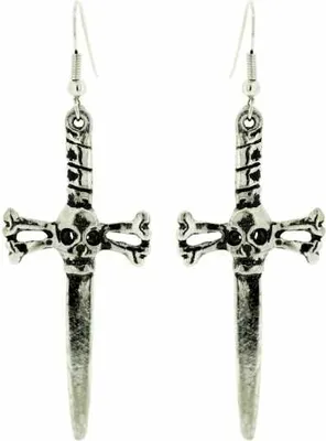 Produktbild von Ohrringe Totenkopf Messer Ohrhänger Dolch Totenkopf Ohranhänger Totenkopf Messer Ohrring Messer Totenkopf Todesmesser Ohrhänger earrings dagger skull