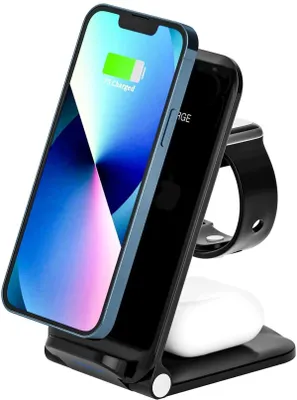 Produktbild von QI Wireless Ladegerät 3in1 Charger Ladestation für Apple Watch iPhone Samsung