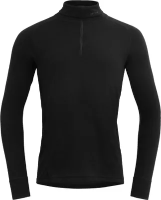 A black long-sleeved shirt with a quarter-zip neck.