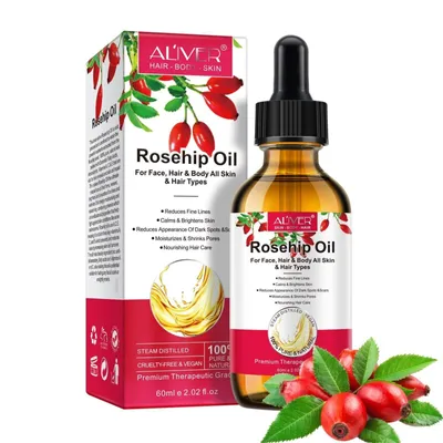 Produktbild von Hagebuttenöl / Wildrosenöl 60ml – 100% Hagebuttensamenöl kaltgepresst – Anti-Aging & Haarpflege
