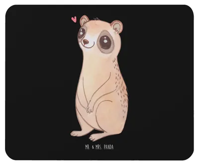 Produktbild von Mr. & Mrs. Panda Mouse Pad Plumplori Glücklich - Schwarz - Geschenk, Niedlich, mauspad laptop, Mousepad, pc, Lustige Sprüche, Glück, mousematte