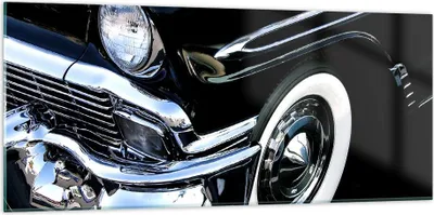 Produktbild von Bilder auf glas - Auto Chrom Kuba - 120x50cm - Glasbilder - Wandbilder - Kunstdruck - zum Aufhängen bereit - Wanddekoration aus Glas - Glas Bilder - Wandbild auf Glas - Einteilig - GAB120x50-1451