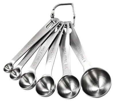 6-teiliges Edelstahl-Messlöffelset, robust, mit ml-Skala