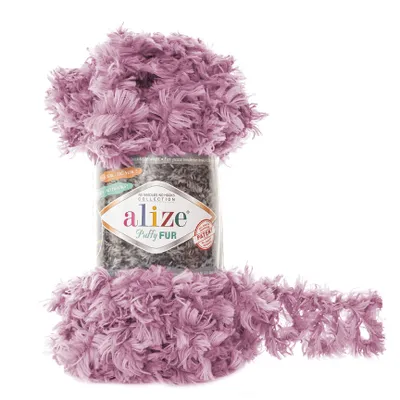 ALIZE Puffy Fur 6103 violett Fransenstrickgarn Fingerstrick-Wolle ohne Nadel