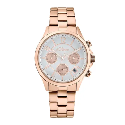 Produktbild von s.Oliver Damen Uhr Armbanduhr Chronograph Edelstahl IP Rose 2033554