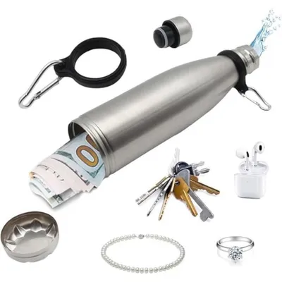 Image de Gourde de sport en acier inoxydable 304 à l'intérieur et 201 à l'extérieur, bouchon anti-fuites, s'adapte parfaitement aux porte-gobelets, idéale pour les activités de plein air