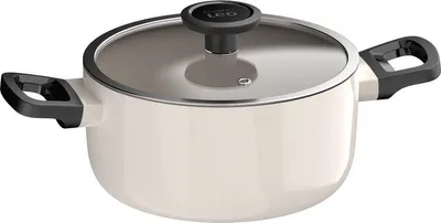 Produktbild von BergHOFF Leo Kasserolle, rund, 20 cm Durchmesser, Keramik-Antihaftbeschichtung, 2,8 l, Induktion, Glasdeckel, Kunststoffgriff, recyclebares Aluminium