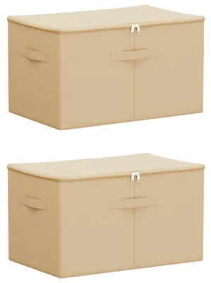 Image de vidaXL - Boîtes de rangement, lot de 2, en tissu non tissé, 55 x 35 x 32 cm, 61,6 L, couleur crème