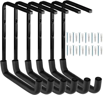 Image de 6 crochets pour garage, pour outils, à fixer au mur, en acier