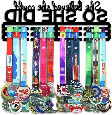 Productafbeelding van Medaille Hanger - Display Rek - Sport Prestaties - Meer dan 60 Medailles - 40 x 18 cm - Zwart