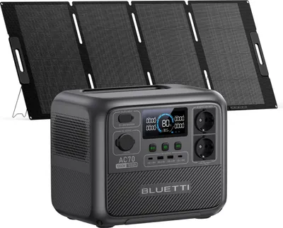 Produktbild von BLUETTI AC70+MP200 1000W Tragbare Powerstation mit 200W Solarpanel, 768Wh LiFePO4 Solargenerator für Reise, Camping