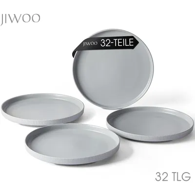 Produktbild von Teller set 32stück Ø21,3 cm Dessertteller Kuchenteller Pastateller für 32 Personen Keramik Flachteller Matt-Glasur Mikrowellen- und Spülmaschinenfest