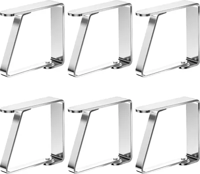 Produktbild von 6 Stück Tischdeckenklammern, Tischklammern Tischdeckenhalter Tischdeckenklammer edelstahl Tischtuch Clips - Silber, Für Tische (5cm x 4cm)