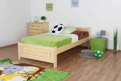 Produktbild von Kinderbett / Jugendbett Kiefer massiv Vollholz natur 78, inkl. Lattenrost - 100 x 200 cm (B x L)