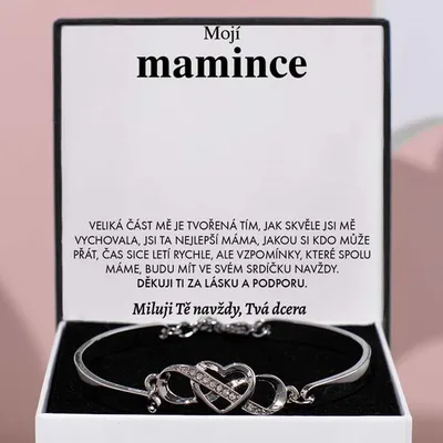 Obrázek produktu pro Náramek, Dárkový náramek Od dcery pro mamínku, Dárkový Náramek se vzkazem „Mojí mamince“ a Dárková krabička - SAMIRA_HEARTBRACELET