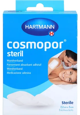 Obrázek produktu pro HARTMANN Cosmopor sterilní obvaz na rány 7,2 cm x 5 cm OTC, 5 ks obvazů