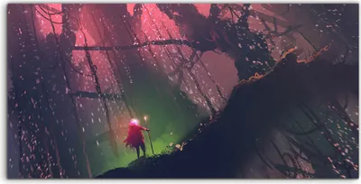 Produktbild von Coloray Glasbild 140x70  Wandbild Glasbilder Kunst Mann mit Zauberstange Riesenbaum