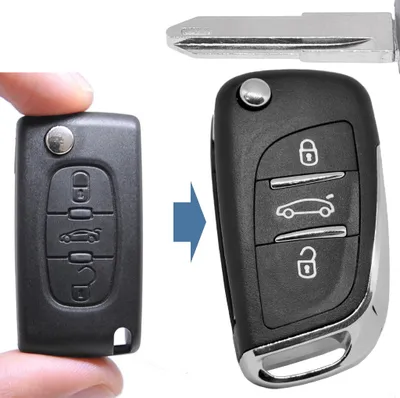 Produktbild von Klapp Schlüssel UMBAU Gehäuse Fernbedienung 3 Tasten NE73 Rohling kompatibel mit Citroen/Peugeot/FIAT