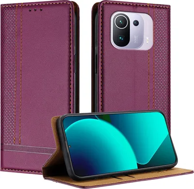 Obrázek produktu pro Pouzdro pro Xiaomi 11 Pro kožené flipové pouzdro s funkcí stojánku Fialová