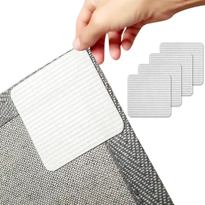 Produktbild von minhgoring Teppich-Antirutschunterlage, Rutschfest, Waschbar, Anti-Curling, 4 Stück, 10 cm x 10 cm, für Wohnzimmer, Schlafzimmer & Outdoor Teppiche, Einfach anbringbar, rückstandsfrei. Nicht für Teppiche auf Teppichböden.