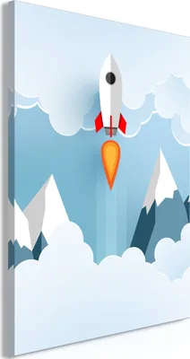 Produktbild von Vliesstoff Leinwandbild - Rocket in the Clouds (1 Part) Vertical 80x120 cm Für Kinder e-B-0038-b-a