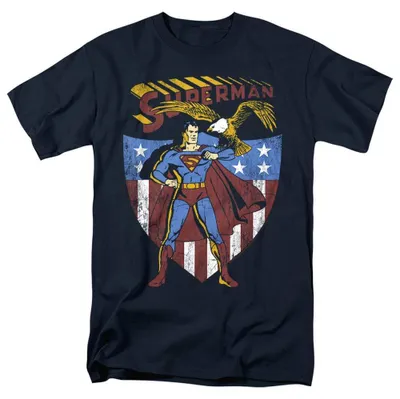 Image de T-shirt "Superman - All American" pour hommes/femmes, modèle unie, référence TV36938 (taille S), couleur marine