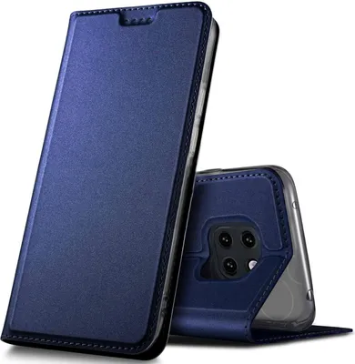 Produktbild von Conie Ultra Slim Klapp Tasche für Huawei Mate 20 Pro Kartenfach Hülle Rundumschutz in Blau