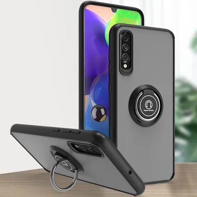 Produktbild von Samsung A70S Hülle, Ring Halter Ständer Matte Transluzent TPU Rahmen Stoßfest Schutzhülle für Samsung Galaxy A70 / A70S Schwarz