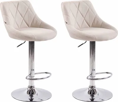 Produktbild von CLP 2er Set Barhocker Lazio Stoff höhenverstellbar und 360 Grad drehbar creme