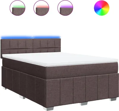 Productafbeelding van vidaXL Boxspringbed met matras, donkerbruin, 160x200 cm, gestoffeerd
