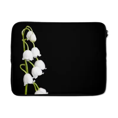 Produktbild von MuchoWow® Laptop Hülle 17 Zoll Laptoptasche Maiglöckchen - Blumen - Schwarz - Flora - Zipper - Schutzabdeckung