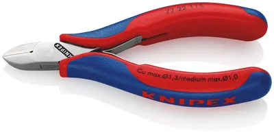 Produktbild von Knipex 77 22 115, Diagonale Zange, Stahl, Kunststoff, Blau, Rot, 115 mm, 80 g