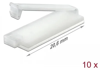 Produktbild von DeLOCK Kabelhalter mit Verschlussclip selbstklebend natur 10 Stück, Kabelhalter, Flur, Nylon, Weiß