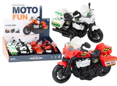 Image de Moto de police à l'échelle 1:10 avec gyrophares et sons, blanche et rouge
