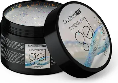 Obrázok produktu pre Excellent PRO | Thixotropie Gel 15g - Mliečny šesťuholník - Trblietavý - Samonivelizačný - Vysoká kvalita