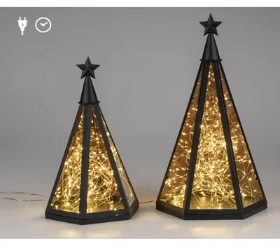 Produktbild von LED Deko Laterne Pyramide H. cm aus Glas und Metall mit Timer Formano