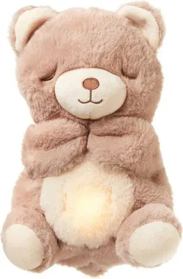 Image de Peluche Apaisante Bébé Nuby Ours, Mouvement de Respiration, Sons Apaisants, Lumière Douce, Beige