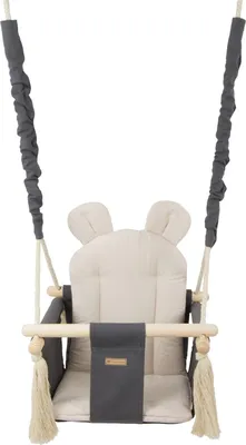 Immagine prodotto di Altalena per bambini - Altalena per bambini - con orecchie - max. 20 kg - grigio e beige