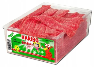 Produktbild von Haribo Pasta Basta, Gummibärchen, 1,12 kg, Erdbeere, Rot, 1500 kJ, 353 kcal