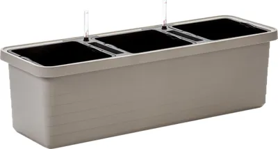 Produktbild von Plastia Berberis Trio selbstbewässernde Pflanzgefäße - taupe 117 cm