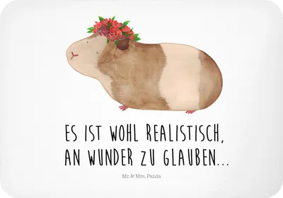 Produktbild von Mr. & Mrs. Panda magnet Meerschweinchen Weisheit - Weiß - Geschenk, Spruch, Wunder, Wunderland, zettelhalter, wandmagnet, Lustige Sprüche, Motivation, Kühlschrankmagnet