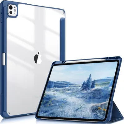 Produktbild von Fintie Hybrid Hülle für iPad Pro 13 Zoll (M4) 2024 mit Stifthalter - Stoßfeste Schutzhülle mit transparenter Hartschale auf der Rückseite Case für 13" iPad Pro M4, Navy