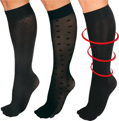 Produktbild von MedoVital Damen-Stütz-Kniestrümpfe 3 Paar schwarz 37-41