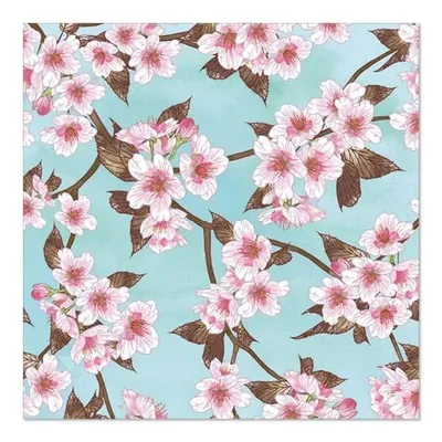Immagine prodotto di 200 tovaglioli Papstar, 3 veli 1/4 di piega 33 cm x 33 cm Fiori di ciliegio 88545