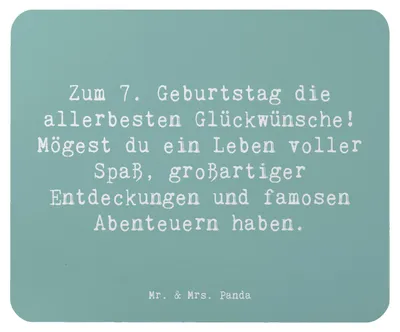 Produktbild von Mr. & Mrs. Panda Mauspad Spruch 7. Geburtstag - Meeresbrise - Geschenk, zum, Alter, Happy Birthday, Geburtstagssprüche 7 Jahre, Kindergeburtstag, Mousepad, laptop, Kinder
