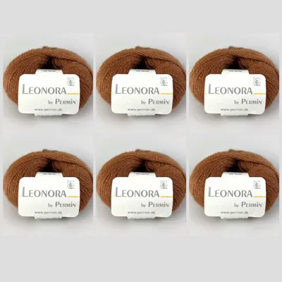 Immagine prodotto di 6x Leonora by Permin – Filato pregiato in seta, lana e kid mohair (15 kamel)