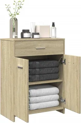 Produktbild von "2026 Promotion" Badschrank - Badregal - Sonoma-Eiche 60x33x80 cm - Holzwerkstoff - Badezimmer CC30763