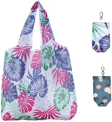 Image de Ibenzoa® : Lot de 3 sacs de courses pliables et réutilisables en polyester, avec sac de rangement inclus – légers et compacts, idéaux pour le quotidien et les voyages