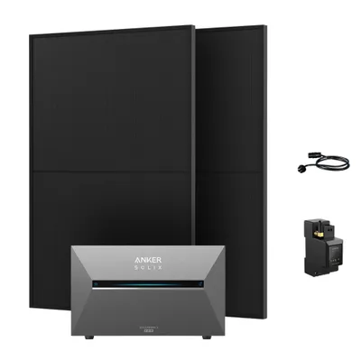 Produktbild von Powerness® Balkonkraftwerk mit Speicher,Anker SOLIX Solarbank 3 E2700 Pro mit 2x 500W Full Black Bifazial Module (1000W) & Anker Smart Meter 0% VAT